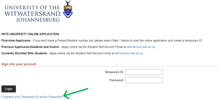 How to reset your Wits University application password | UniApplyForMe